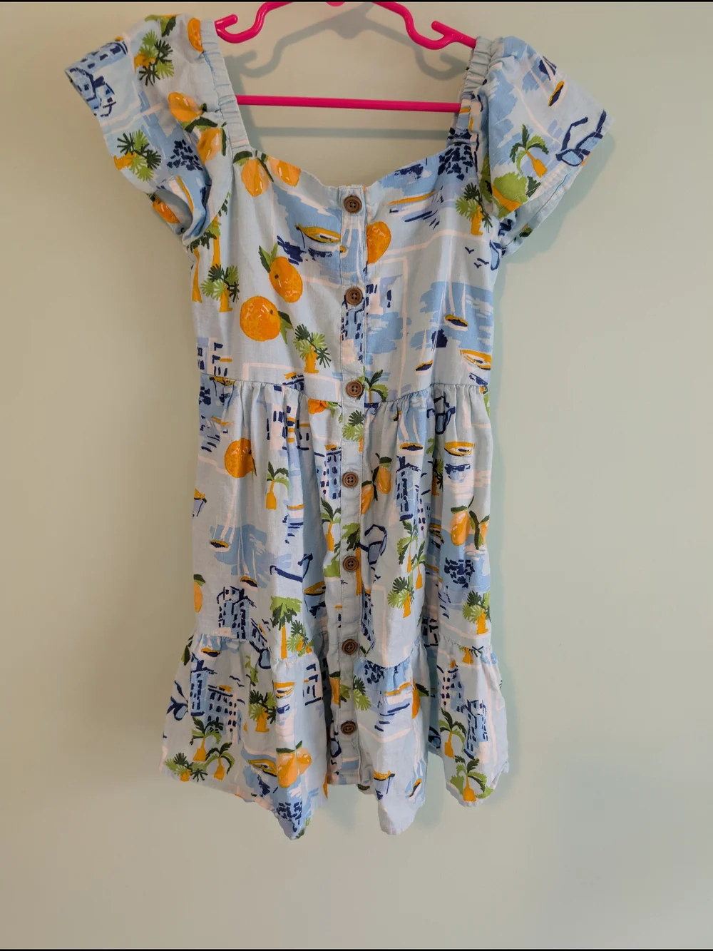 Gymboree Light Blue Tropical Button-Front Sundress